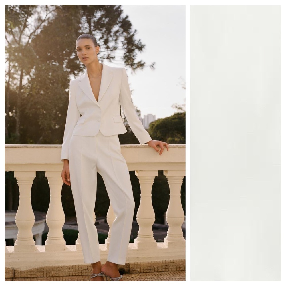 NWOT. Zara Off White Satin Effect Slim Fit Blazer. Size S.